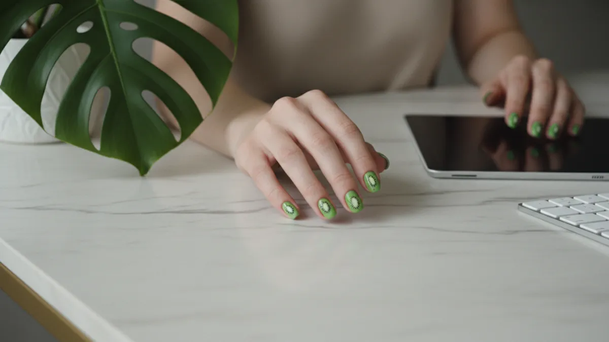 Nail art kiwi mojito Essie : le tuto frais et fruité